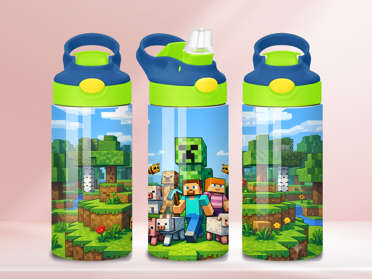 Block life - 12oz flip straw water bottle
