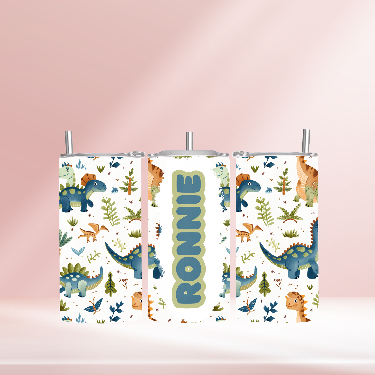 Personalised dinosaur - 12oz standard/sippy tumbler
