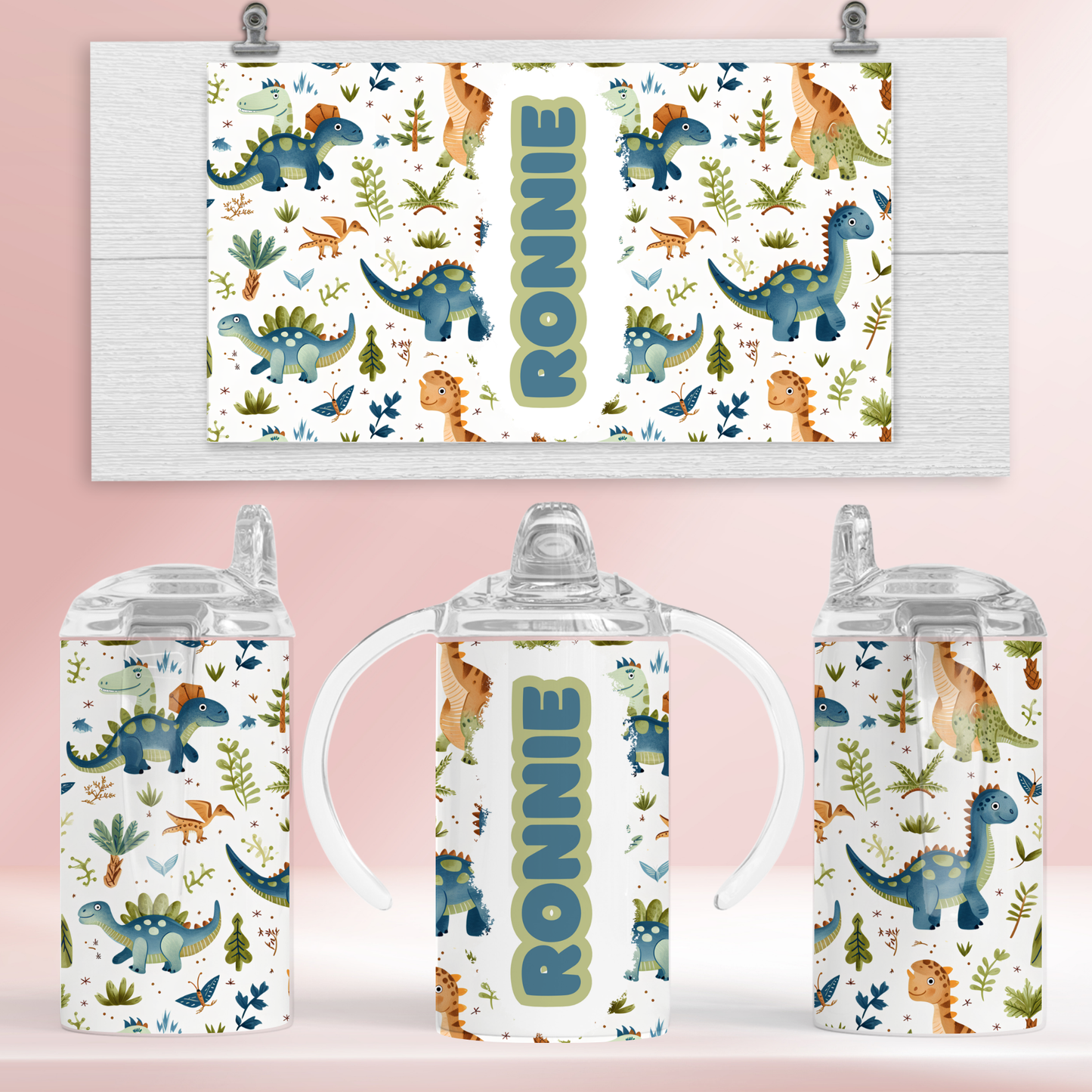 Personalised dinosaur - 12oz standard/sippy tumbler