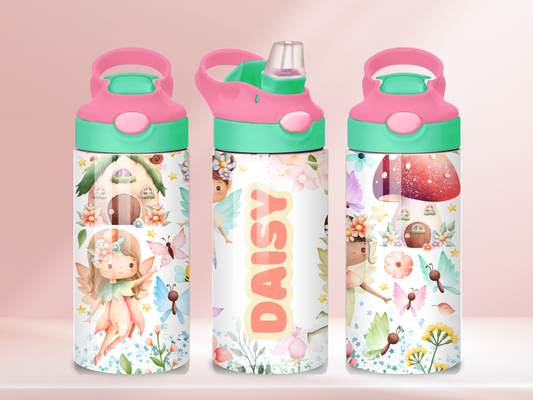 Fairy personalised- 12oz flip straw water bottle