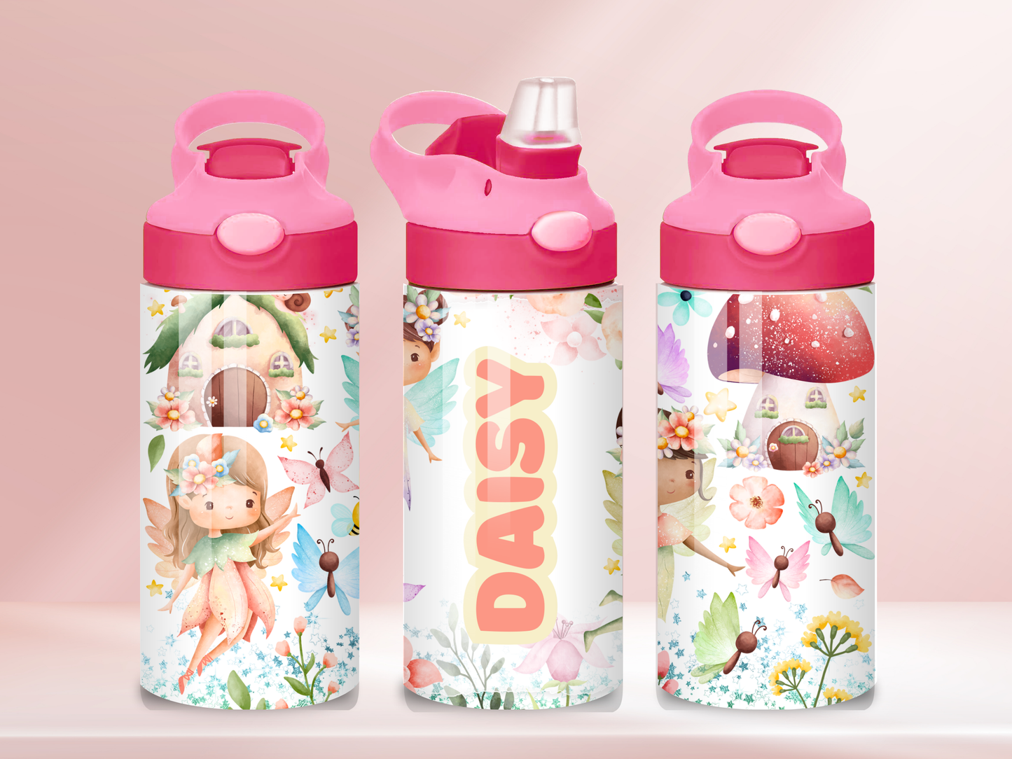 Fairy personalised- 12oz flip straw water bottle