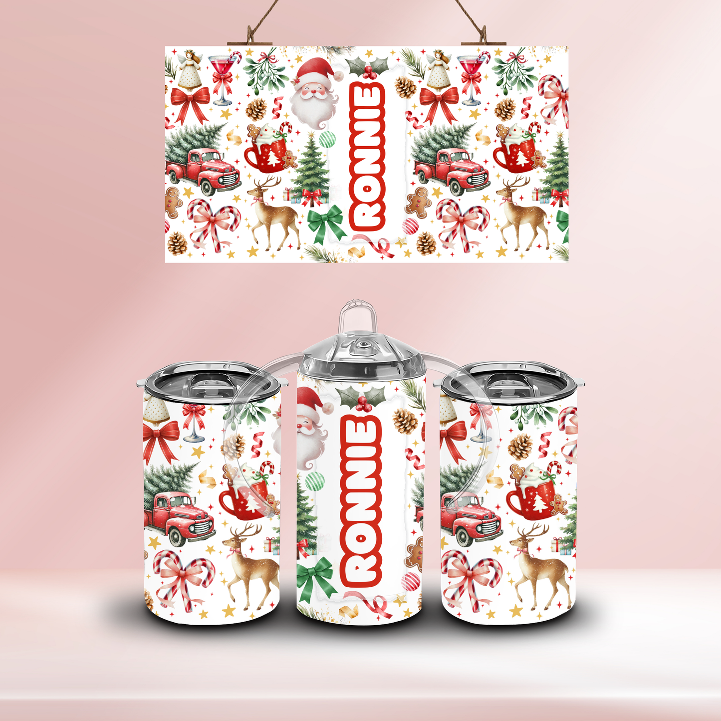 Christmas personalised- 12oz standard/sippy tumbler
