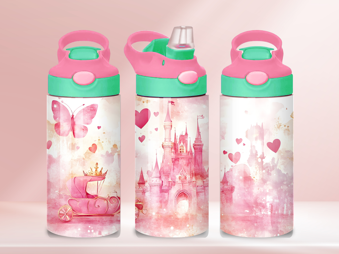 Princess castle - 12oz flip straw water bottle