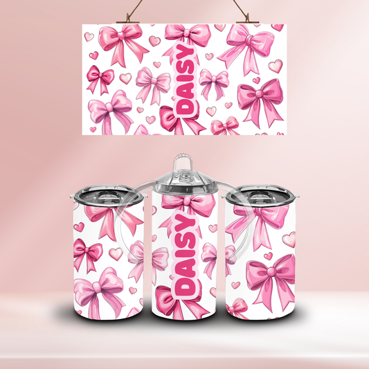 Pink bows - 12oz standard/ sippy tumbler