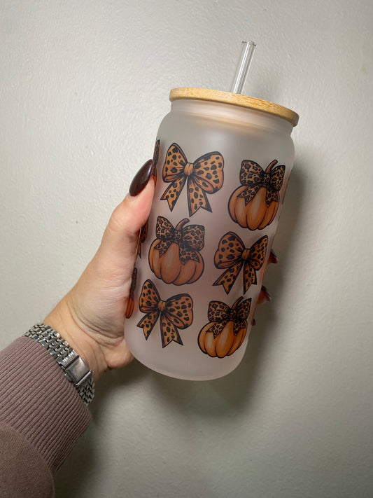 Leopard print pumpkins - 16oz libbey can