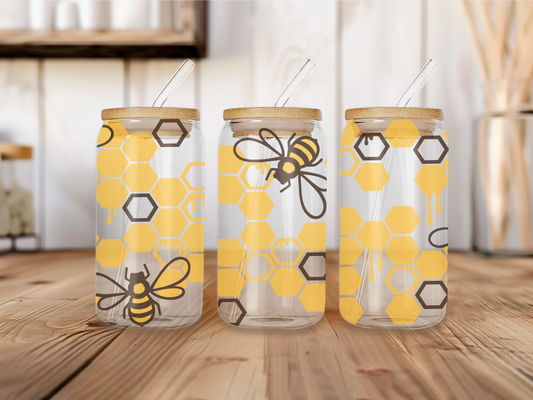 Honeycomb bee 16oz Libbey cup