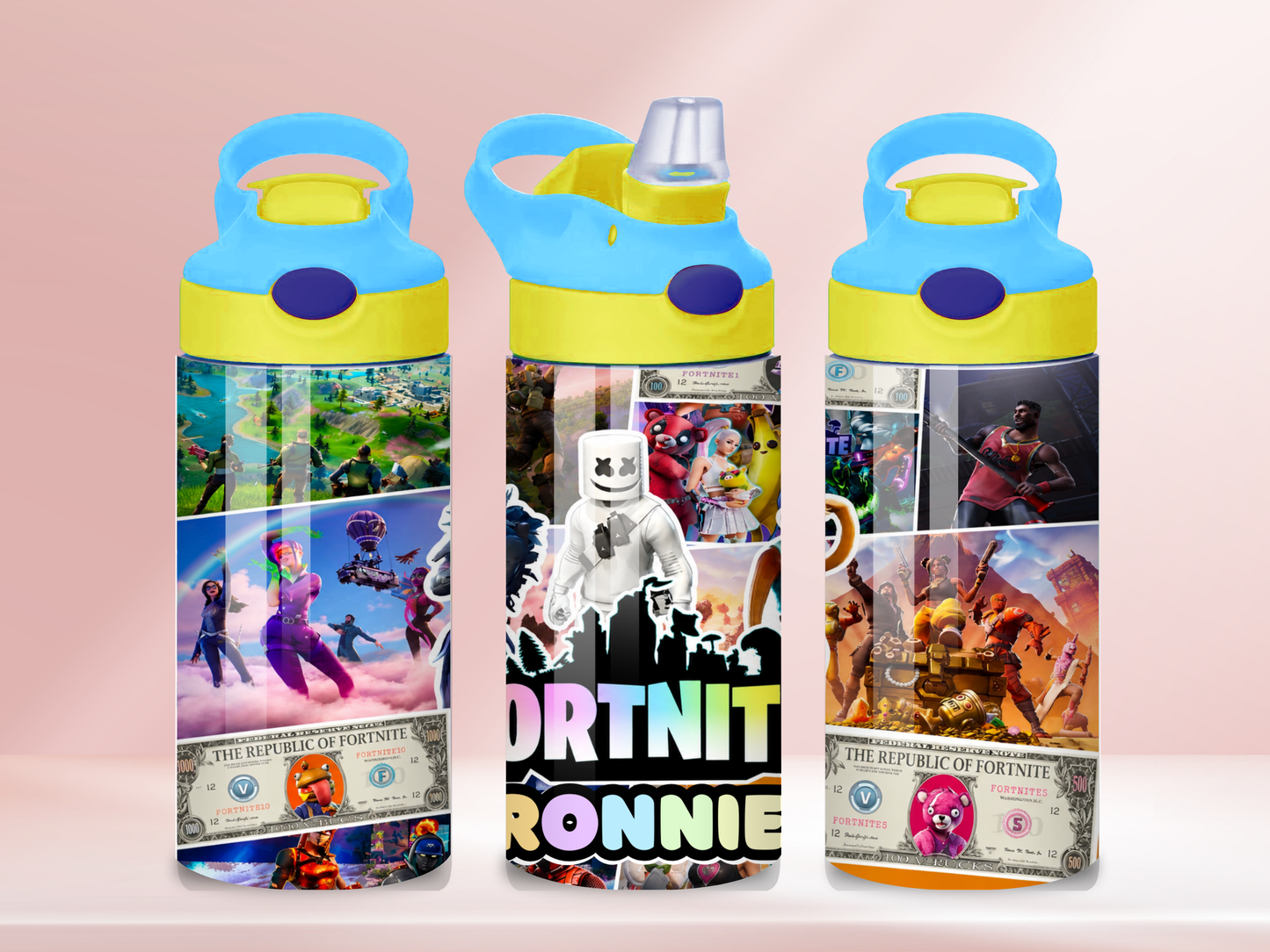 Game nite - 12oz flip straw water bottle