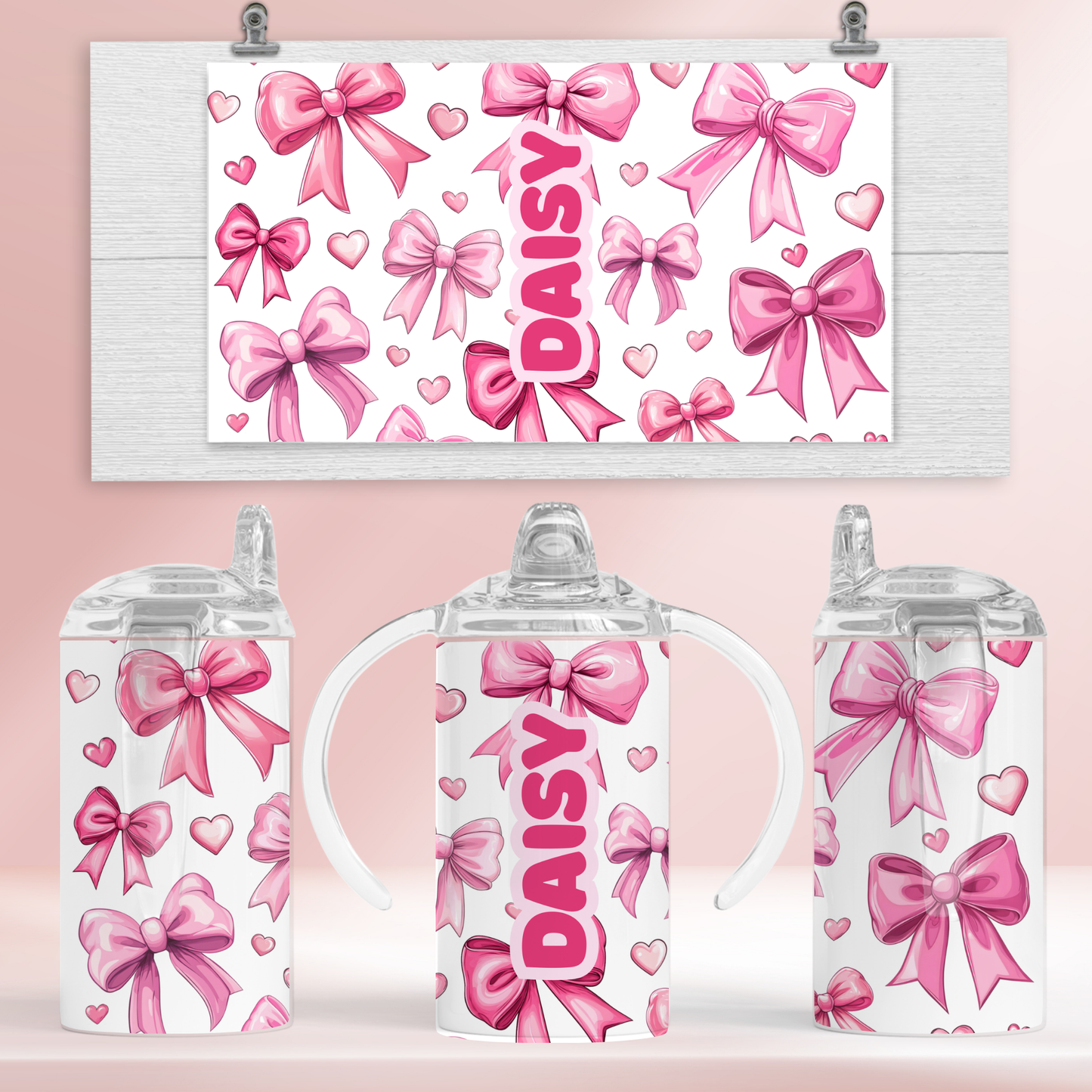 Pink bows - 12oz standard/ sippy tumbler