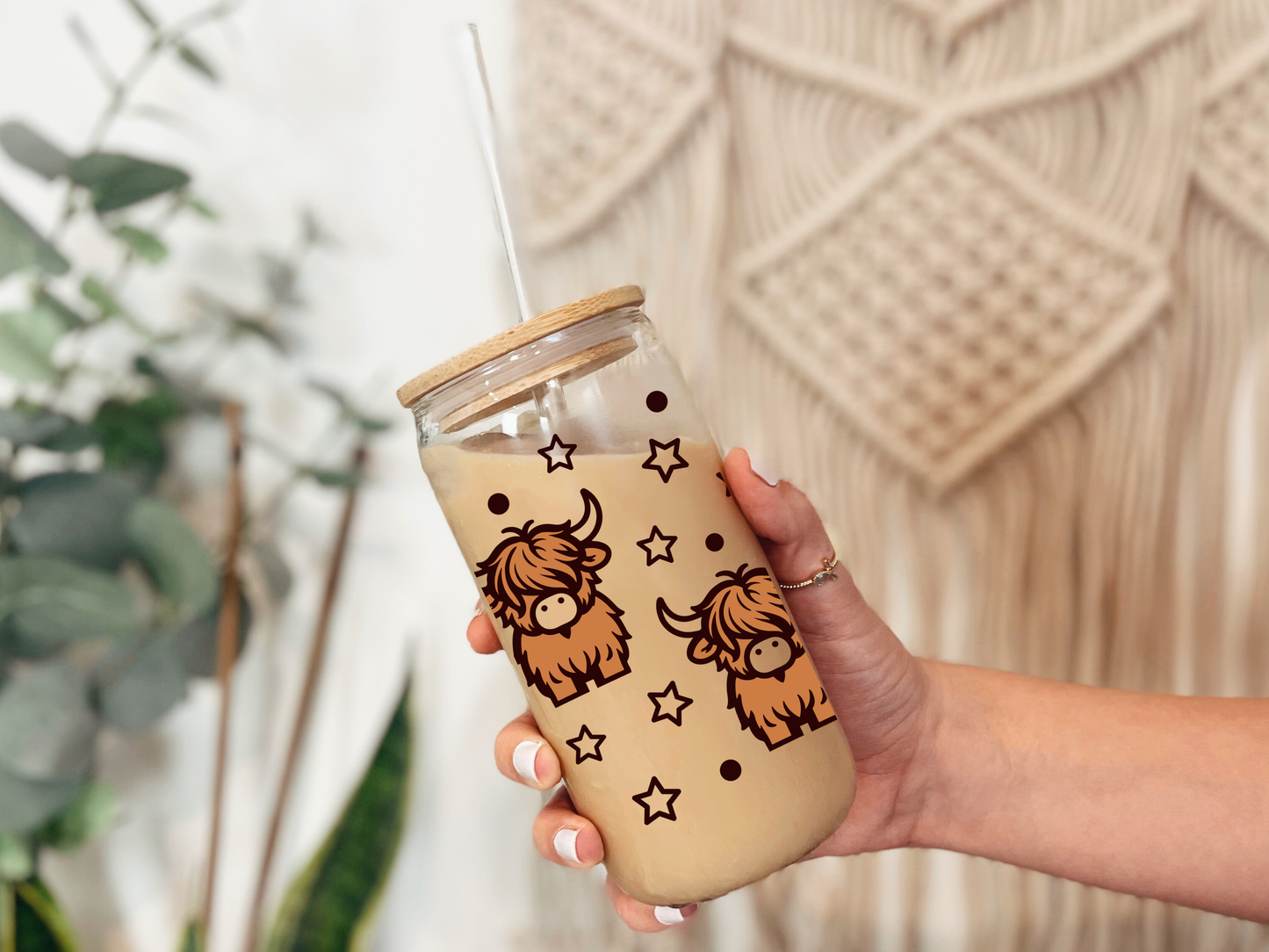 Highland cow 16oz Libbey can