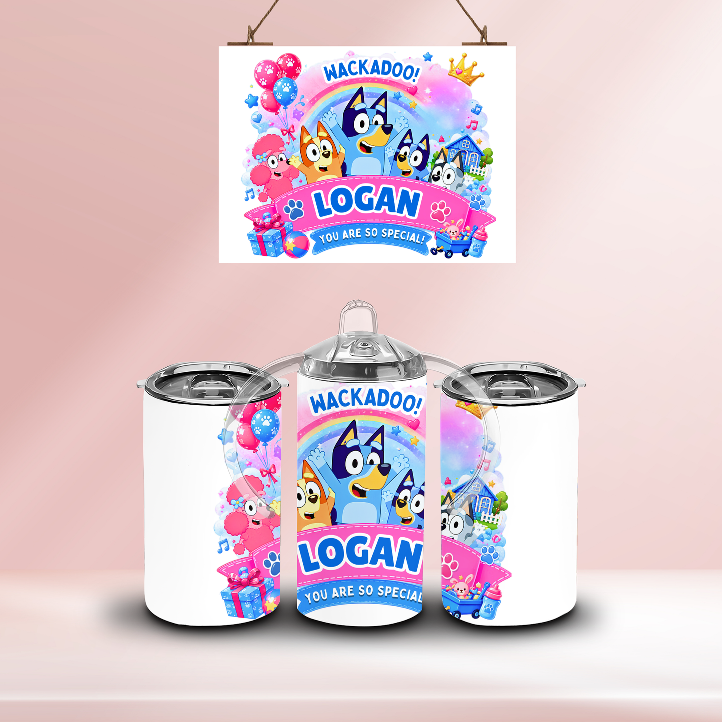 Bluey personalised- 12oz standard/sippy tumbler