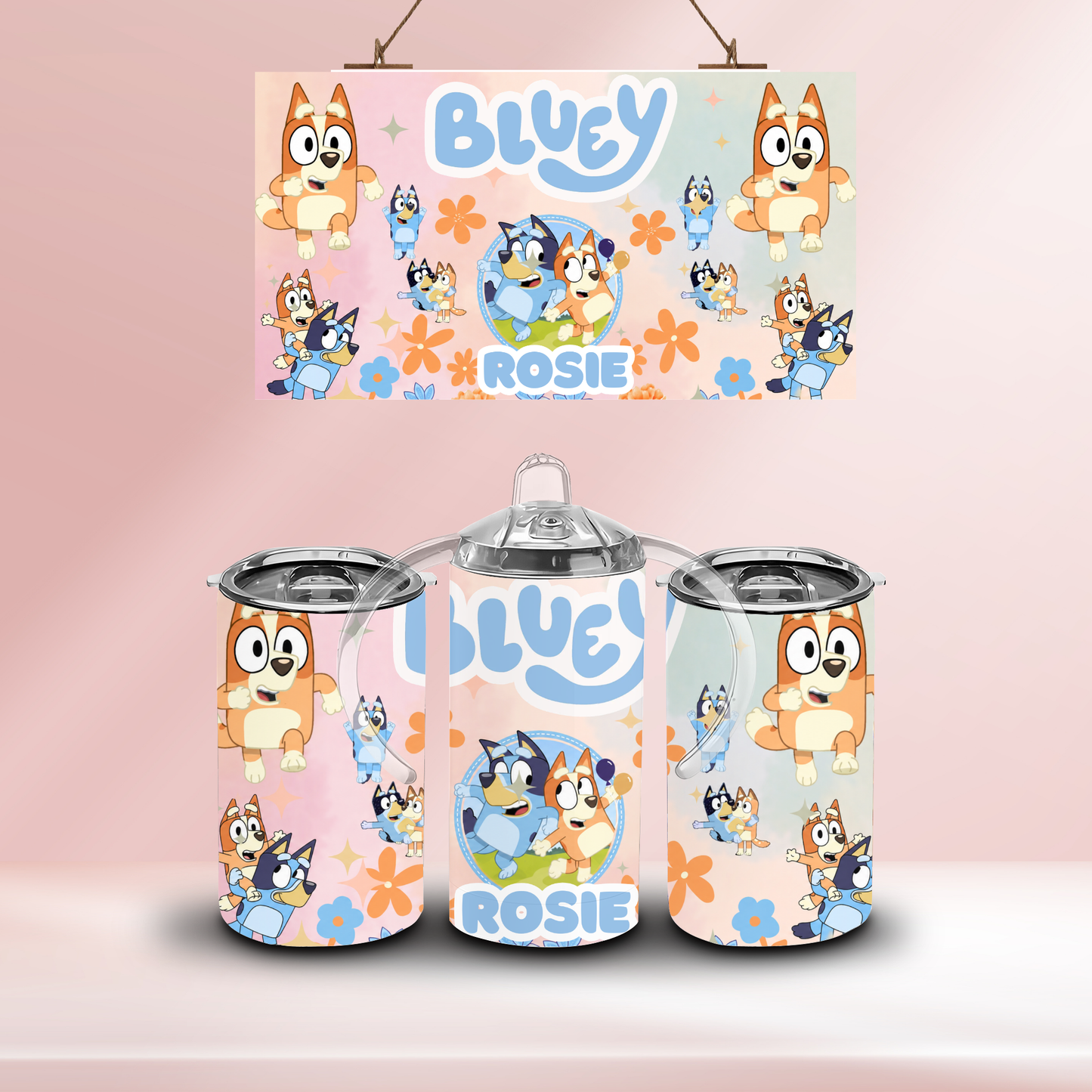 Bluey 2 Pink - 12oz standard/sippy tumbler