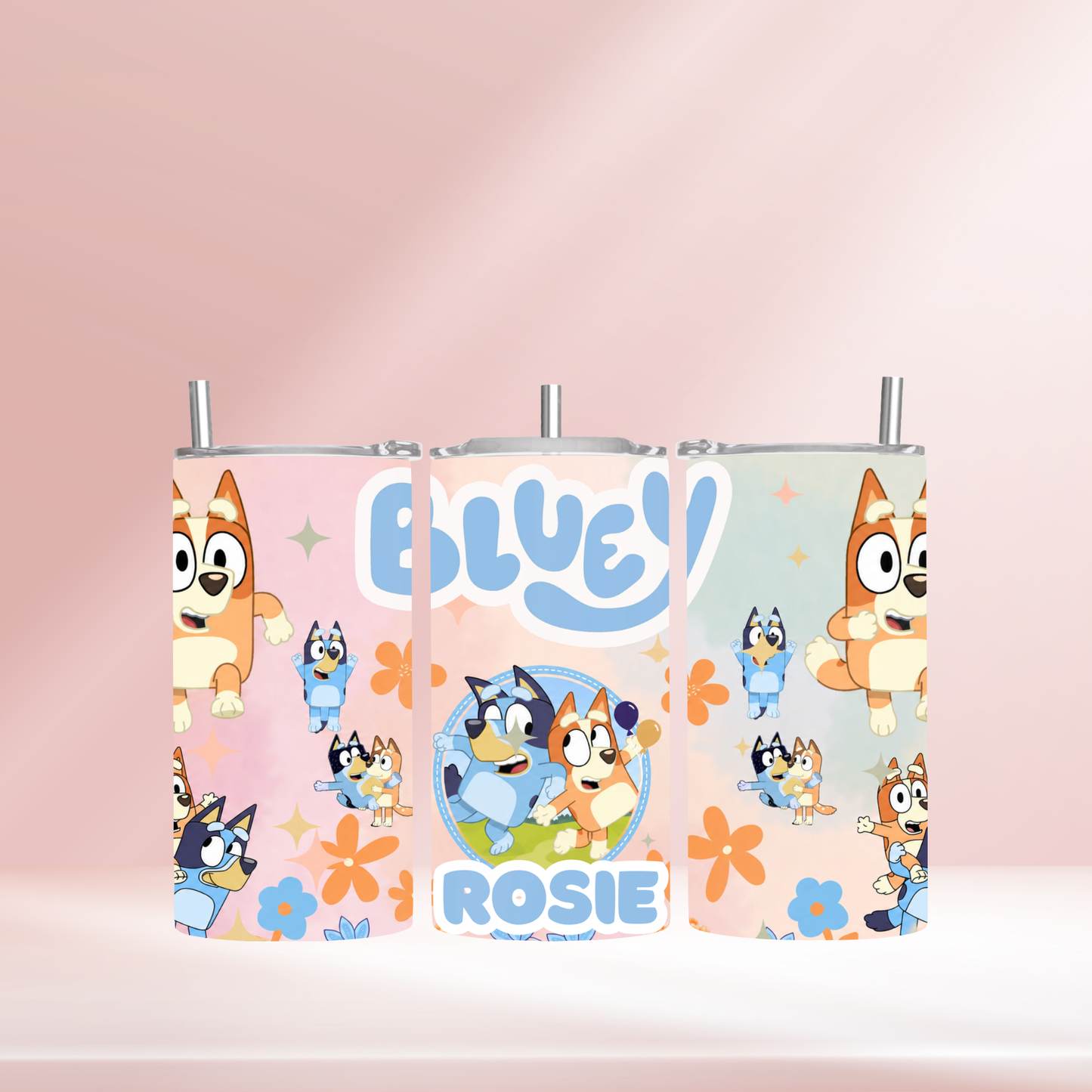 Bluey 2 Pink - 12oz standard/sippy tumbler