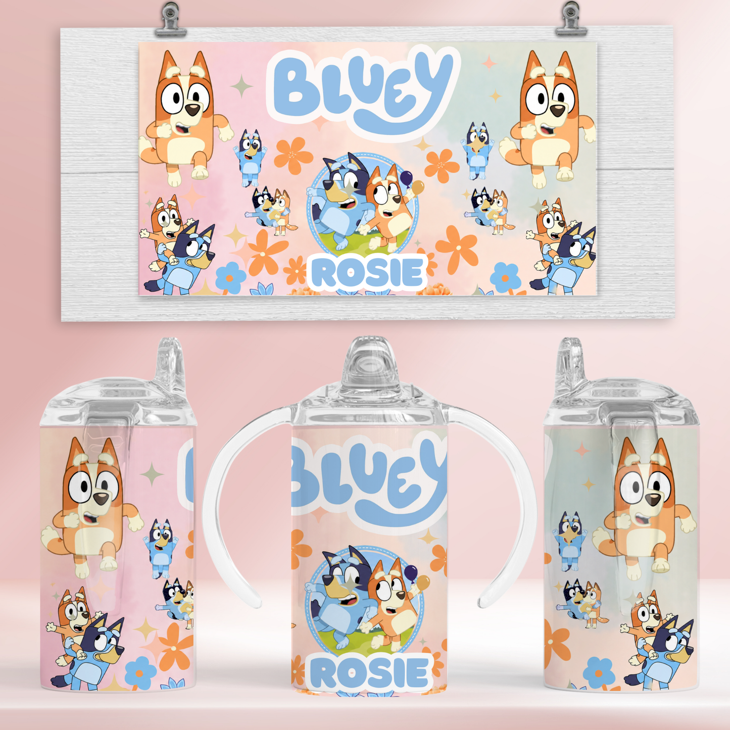 Bluey 2 Pink - 12oz standard/sippy tumbler
