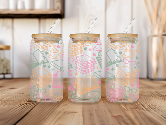 Colourful books 16oz Libbey can