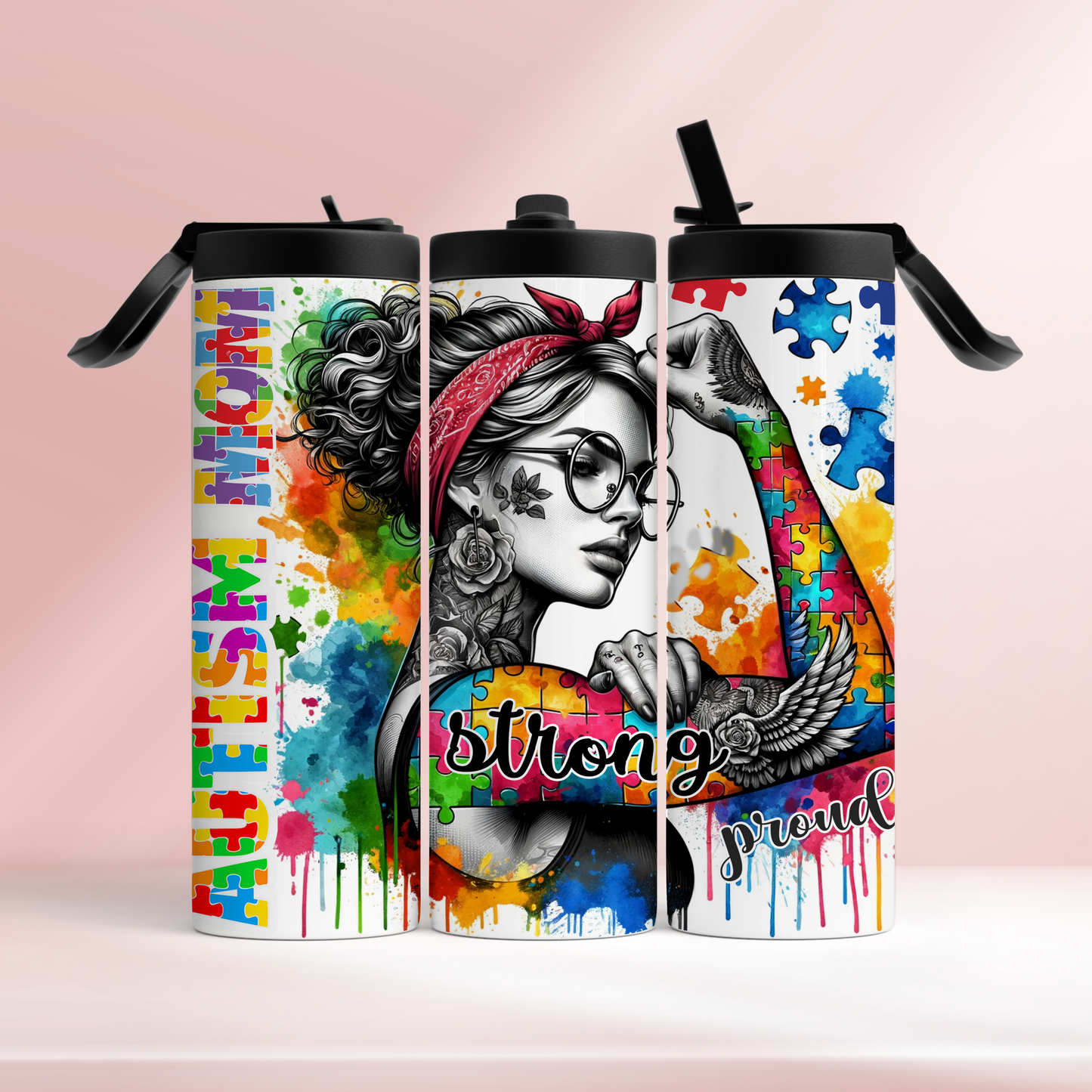 Autism mom - strong -  20oz tumbler
