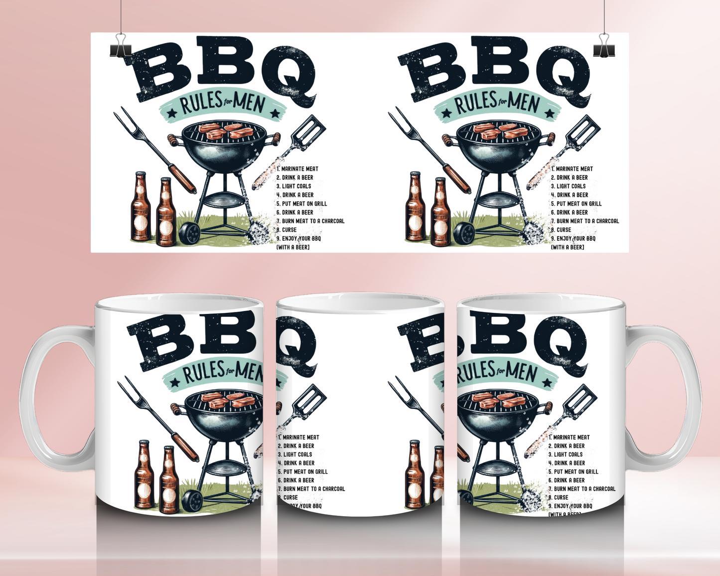 BBQ rules for men - 11oz Ceramic mug