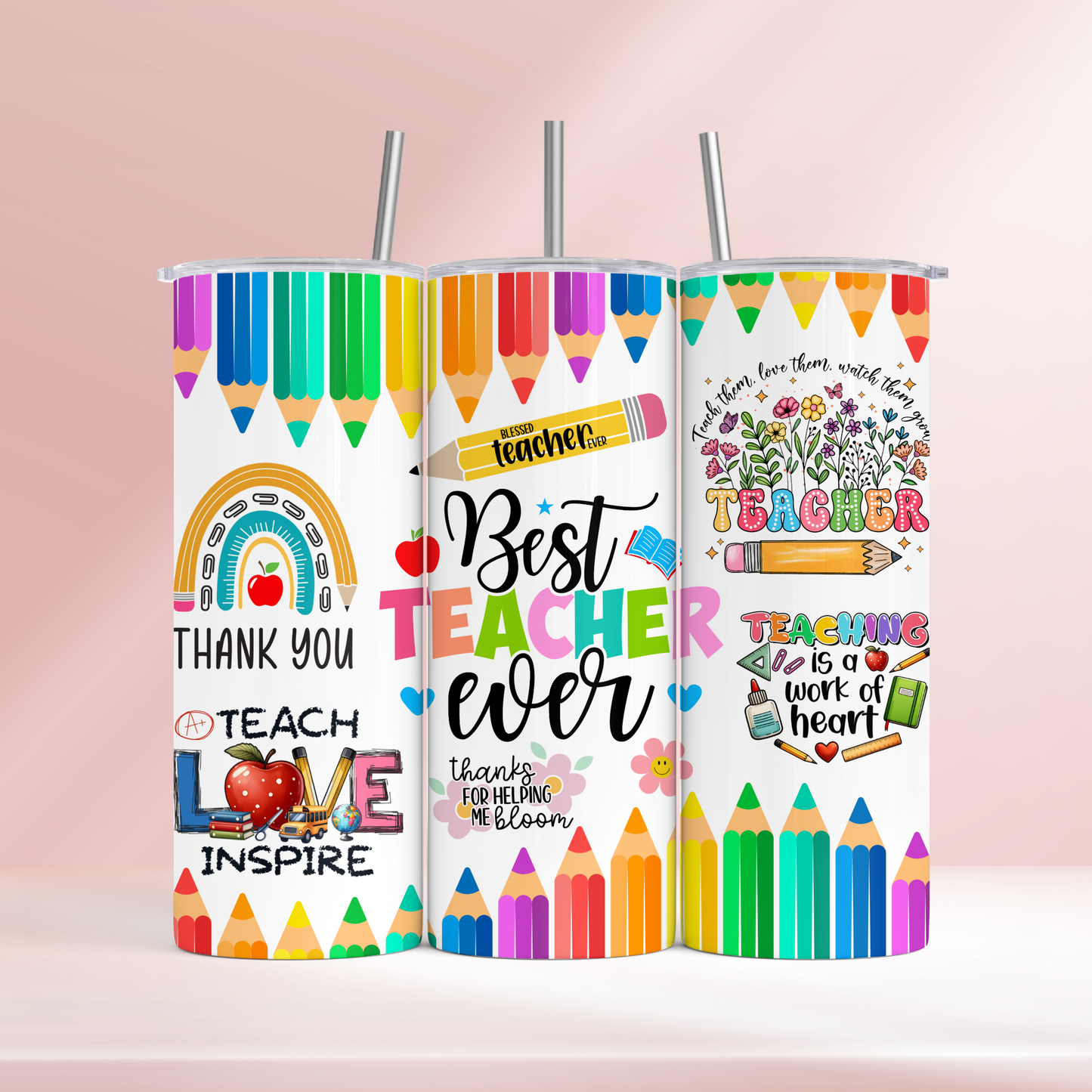 Best teacher ever - coloured pencils - 20oz tumbler