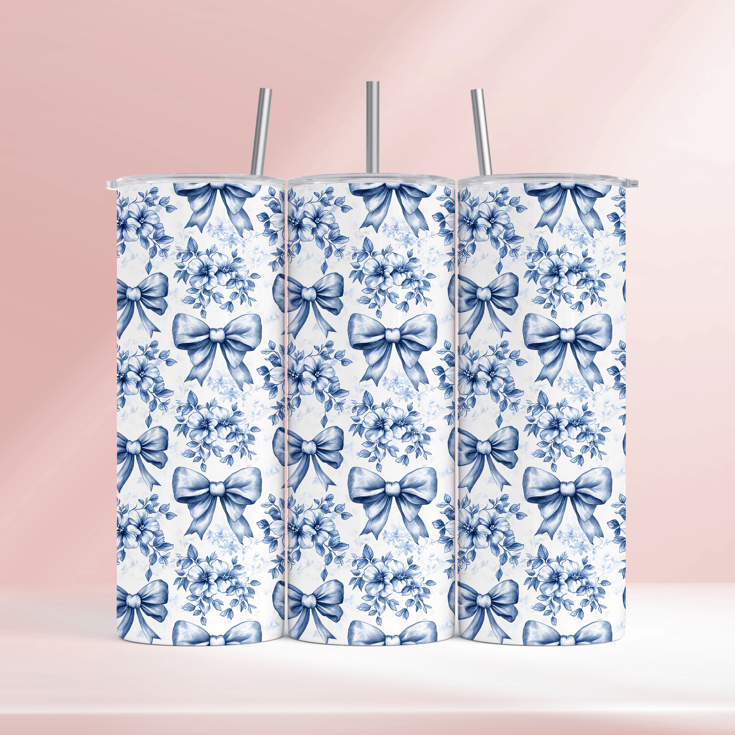 Blue bows- 20oz tumbler