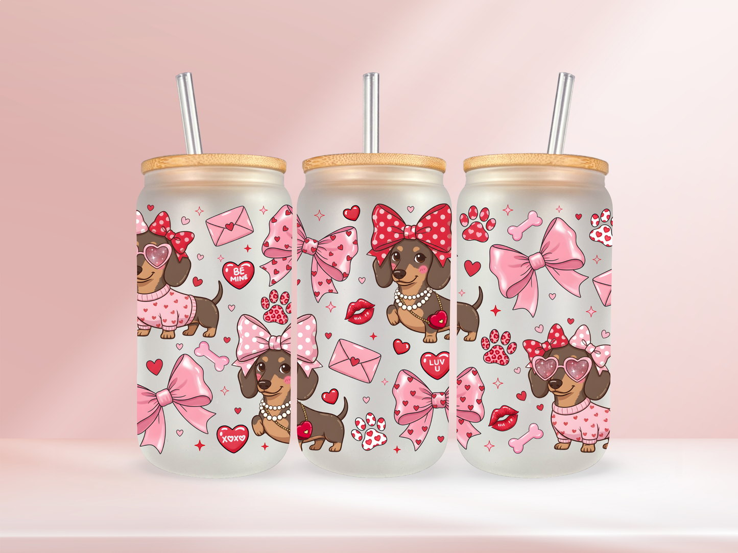 🩷 Bows & Dachshunds 🩷 - 16oz libbey glass