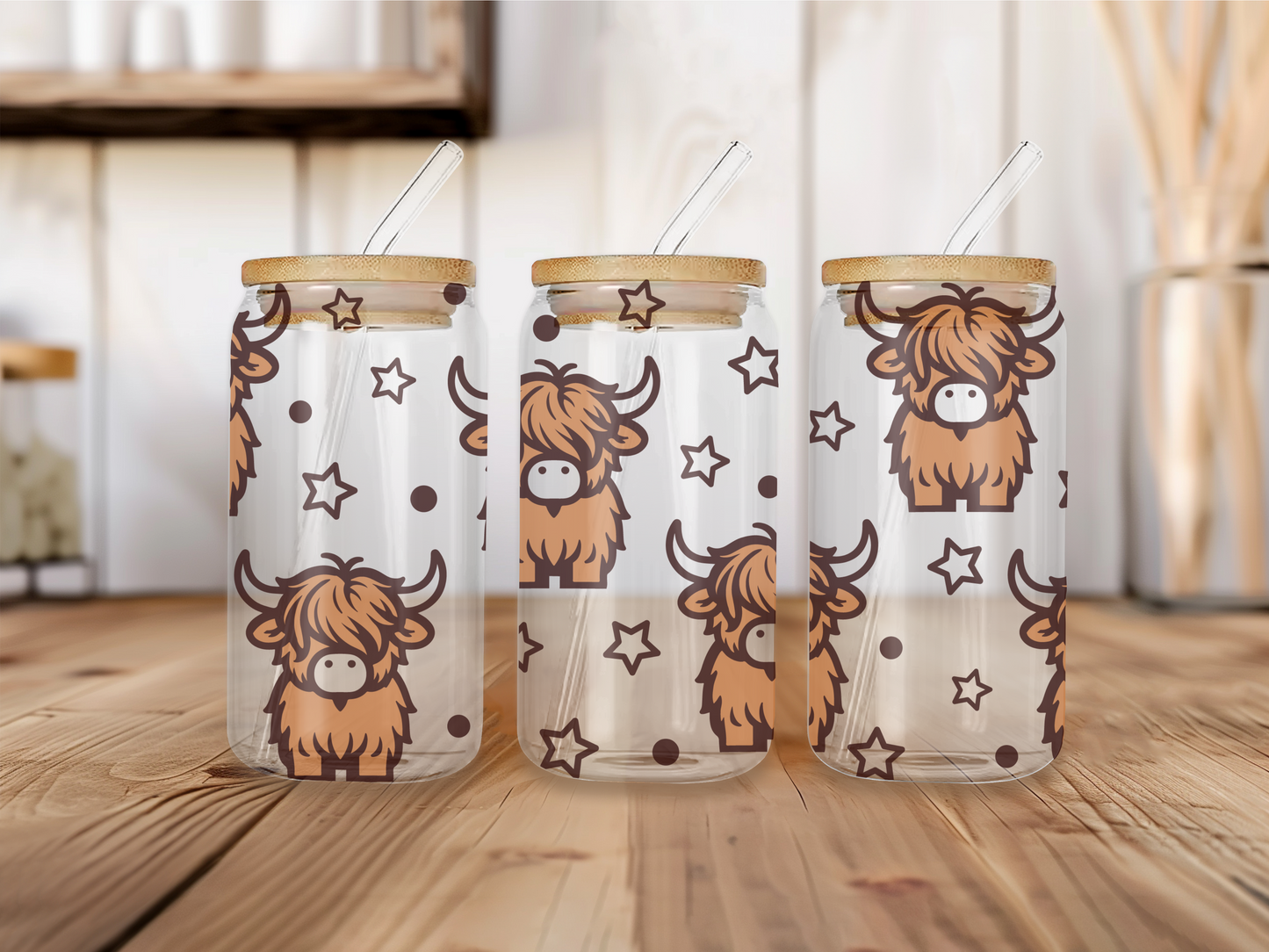 Highland cow 16oz Libbey can