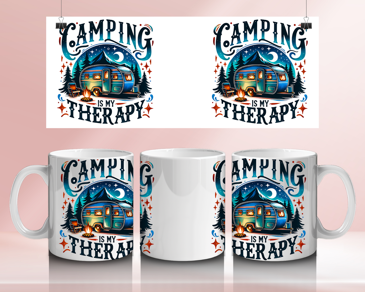 Camping is my therapy - 11oz Ceramic mug