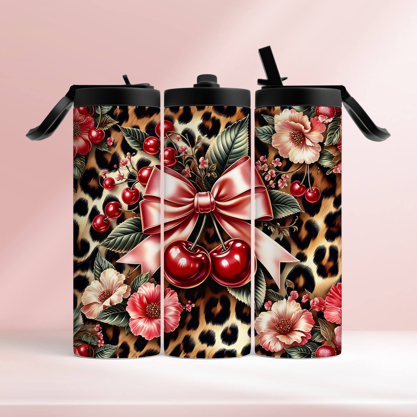 Leopard print cherry - 20oz tumbler