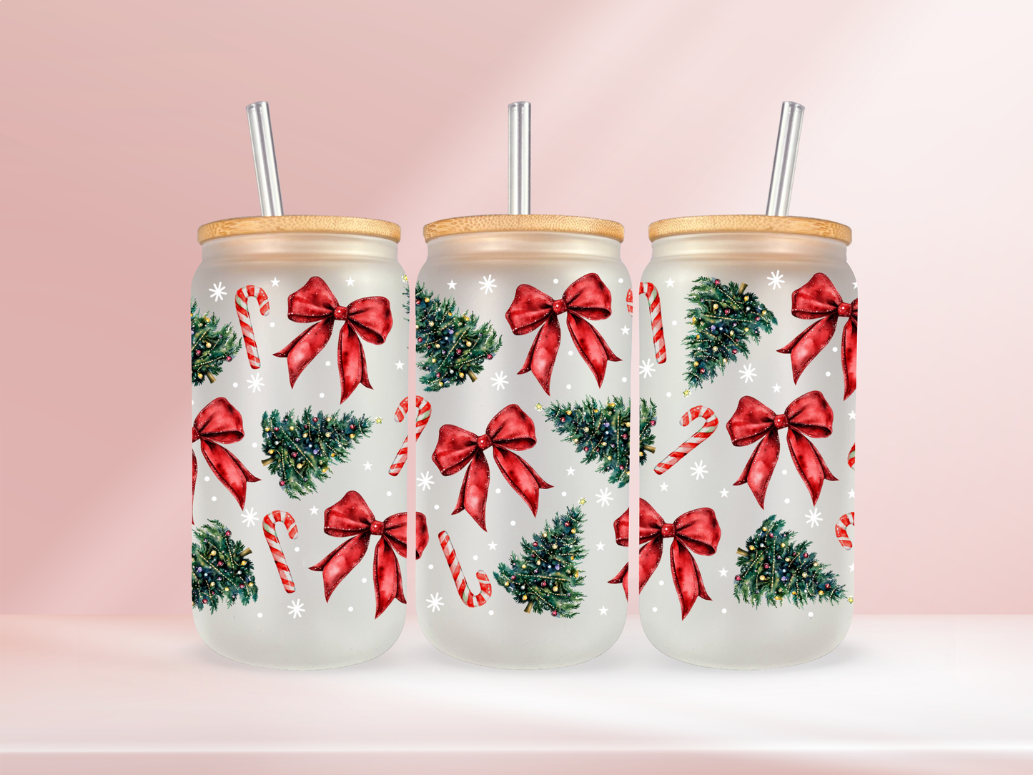 Christmas tree bows - 16oz libbey glass