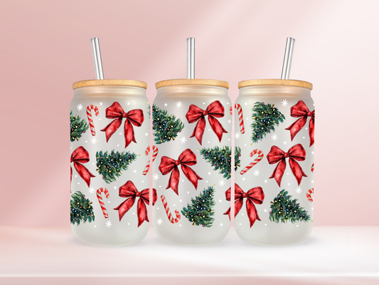 Christmas tree bows - 16oz libbey glass