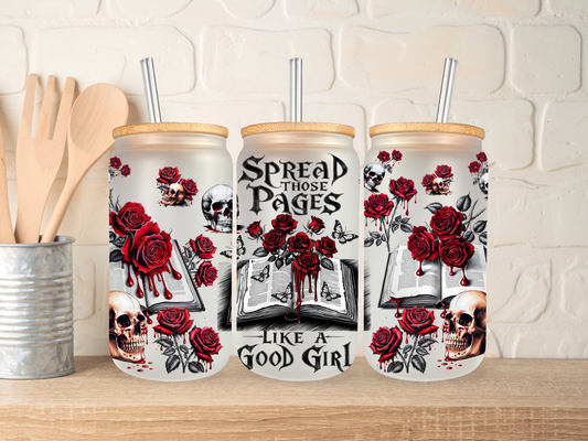 Dark Romance Book Girlie 16oz Libbey can