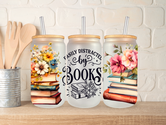 Easily Distracted By Books 16oz Libbey can