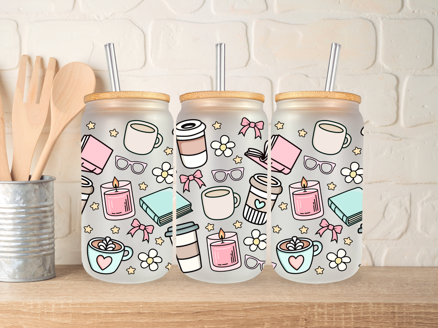 Coffee & Books 16oz Libbey can