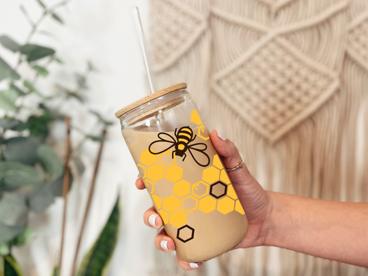 Honeycomb bee 16oz Libbey cup