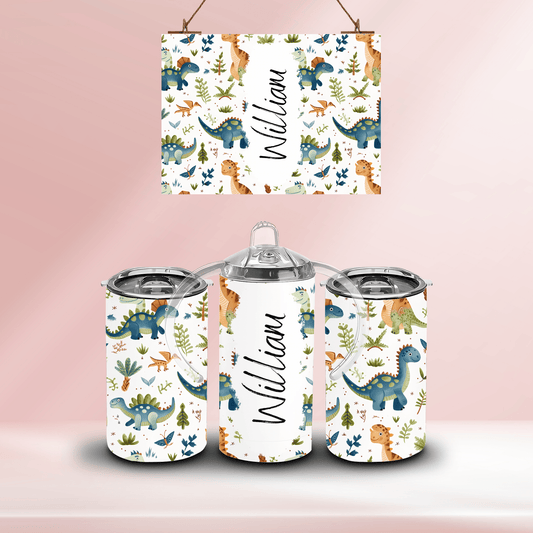 Personalised dinosaur - 12oz standard/sippy tumbler