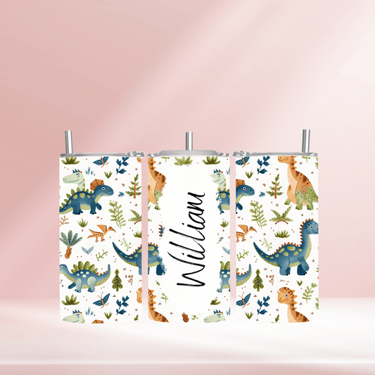 Personalised dinosaur - 12oz standard/sippy tumbler