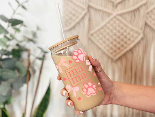 Mama paw print 16oz Libbey can