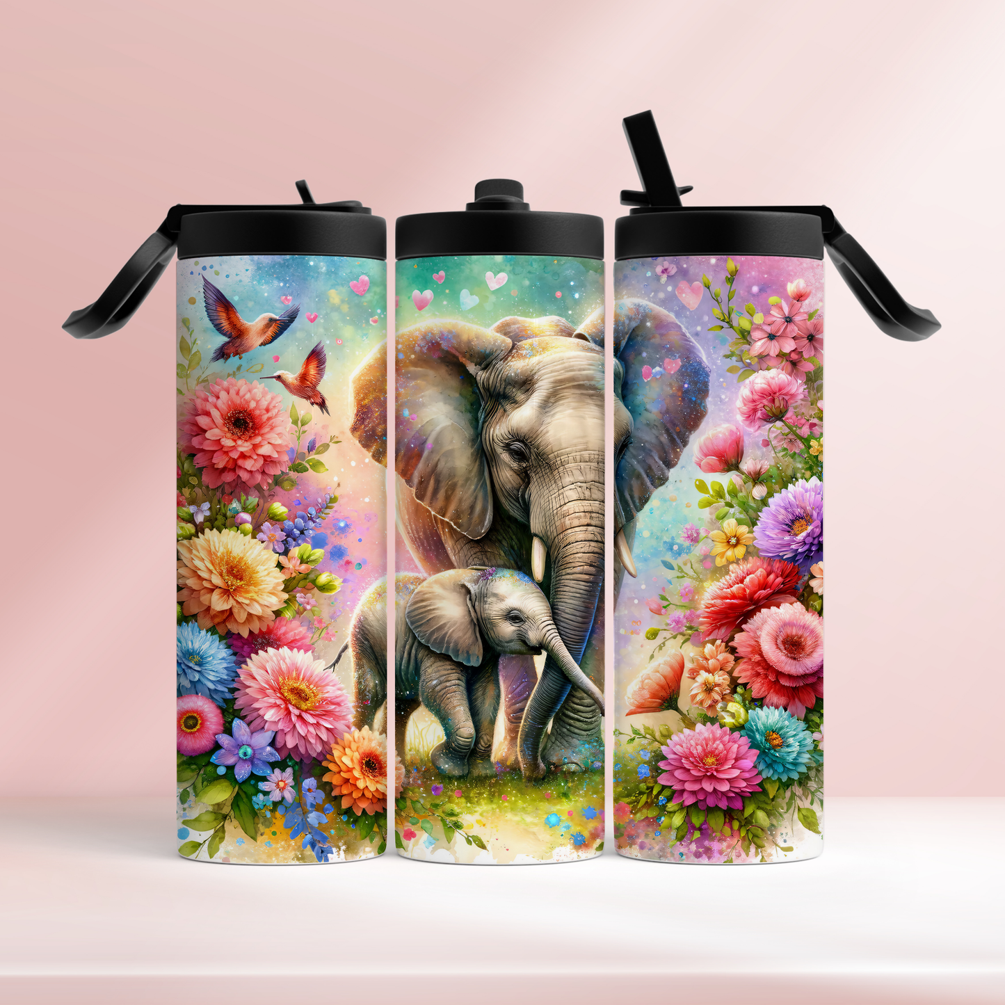 Elephants - mama & baby - 20oz tumbler