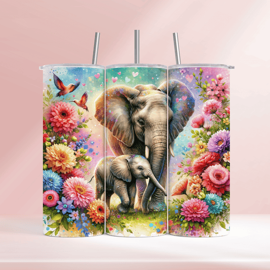 Elephants - mama & baby - 20oz tumbler