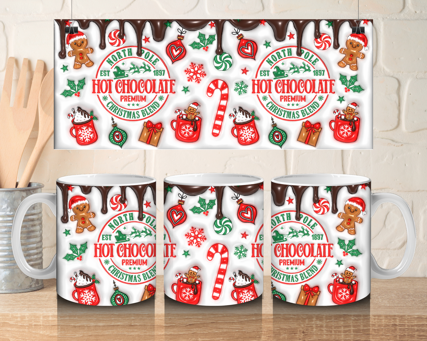 North Pole hot chocolate - 11oz Ceramic mug