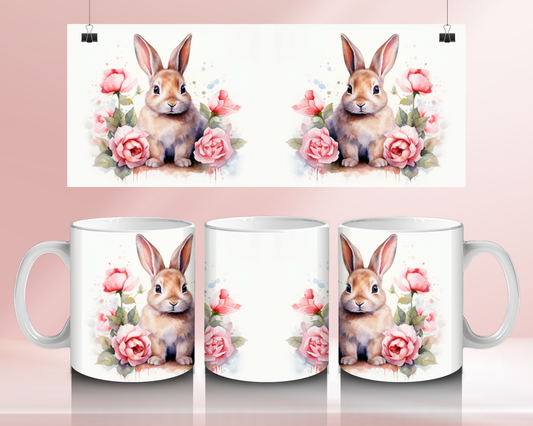 Floral bunny - 11oz Ceramic mug