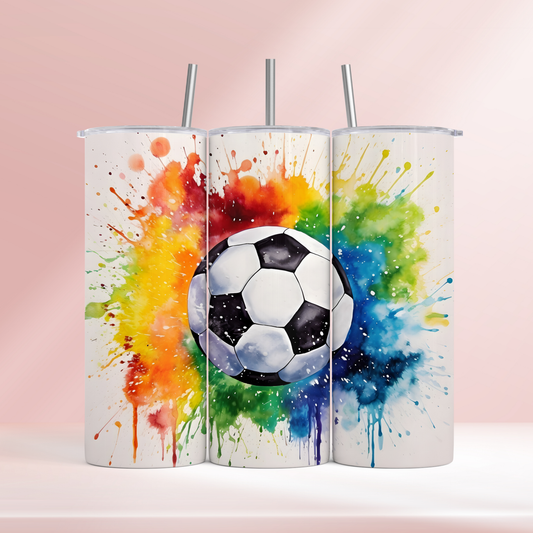Rainbow splash football - 20oz tumbler
