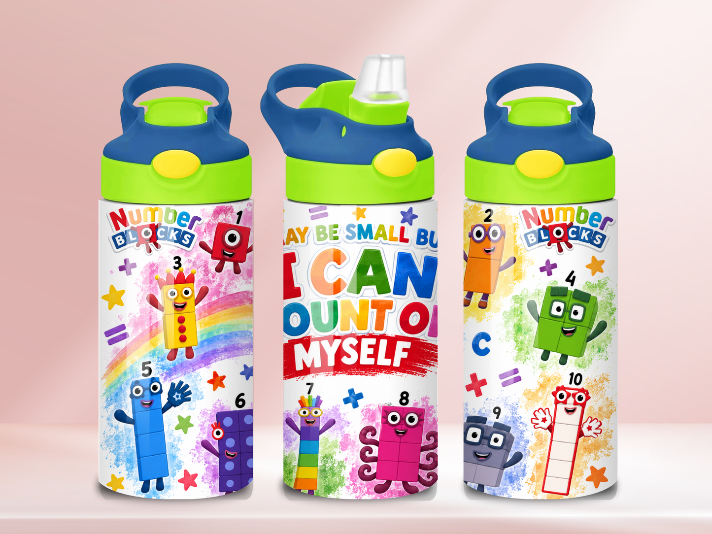 Number Blocks - 12oz flip straw water bottle
