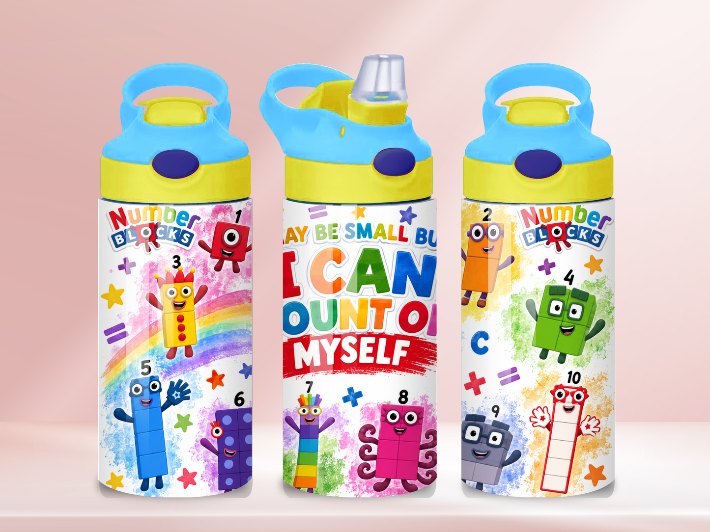 Number Blocks - 12oz flip straw water bottle