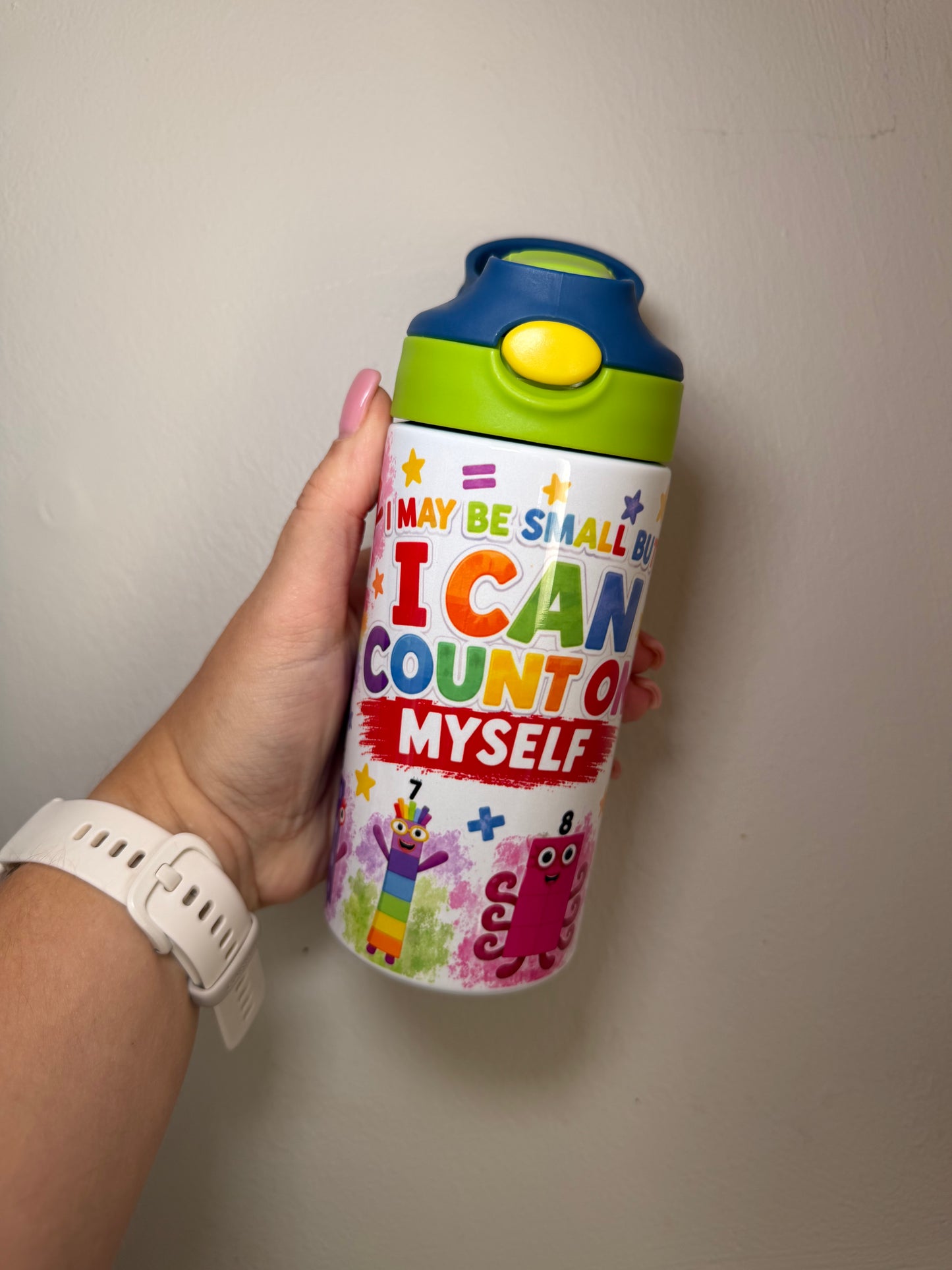 Number Blocks - 12oz flip straw water bottle
