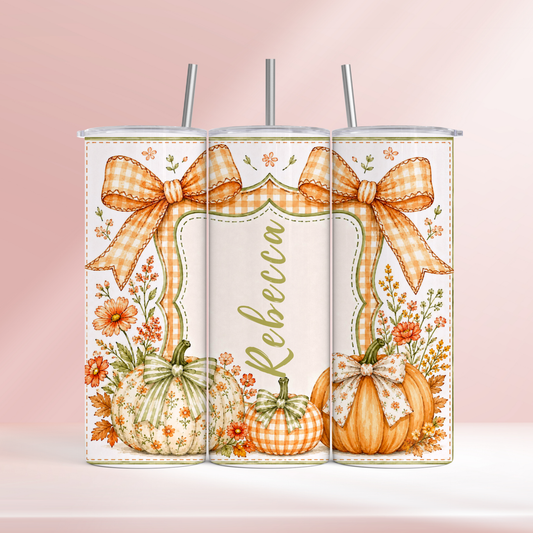 Plaid pumpkins personalised - 20oz tumbler