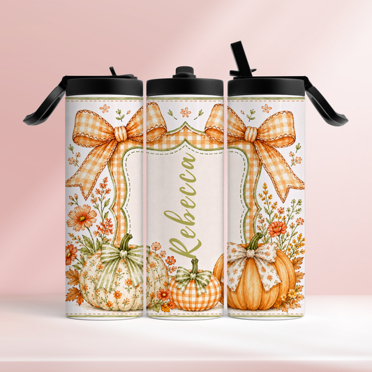 Plaid pumpkins personalised - 20oz tumbler