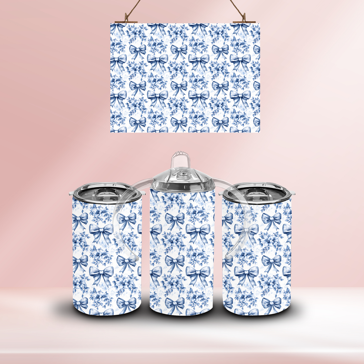 Blue bows - 12oz standard/sippy tumbler