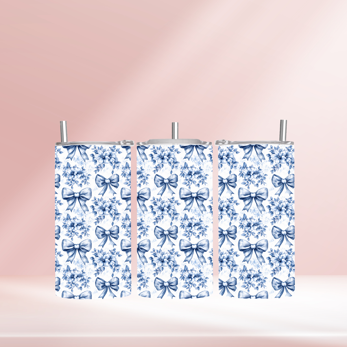 Blue bows - 12oz standard/sippy tumbler