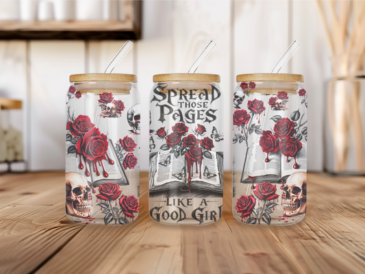 Dark Romance Book Girlie 16oz Libbey can
