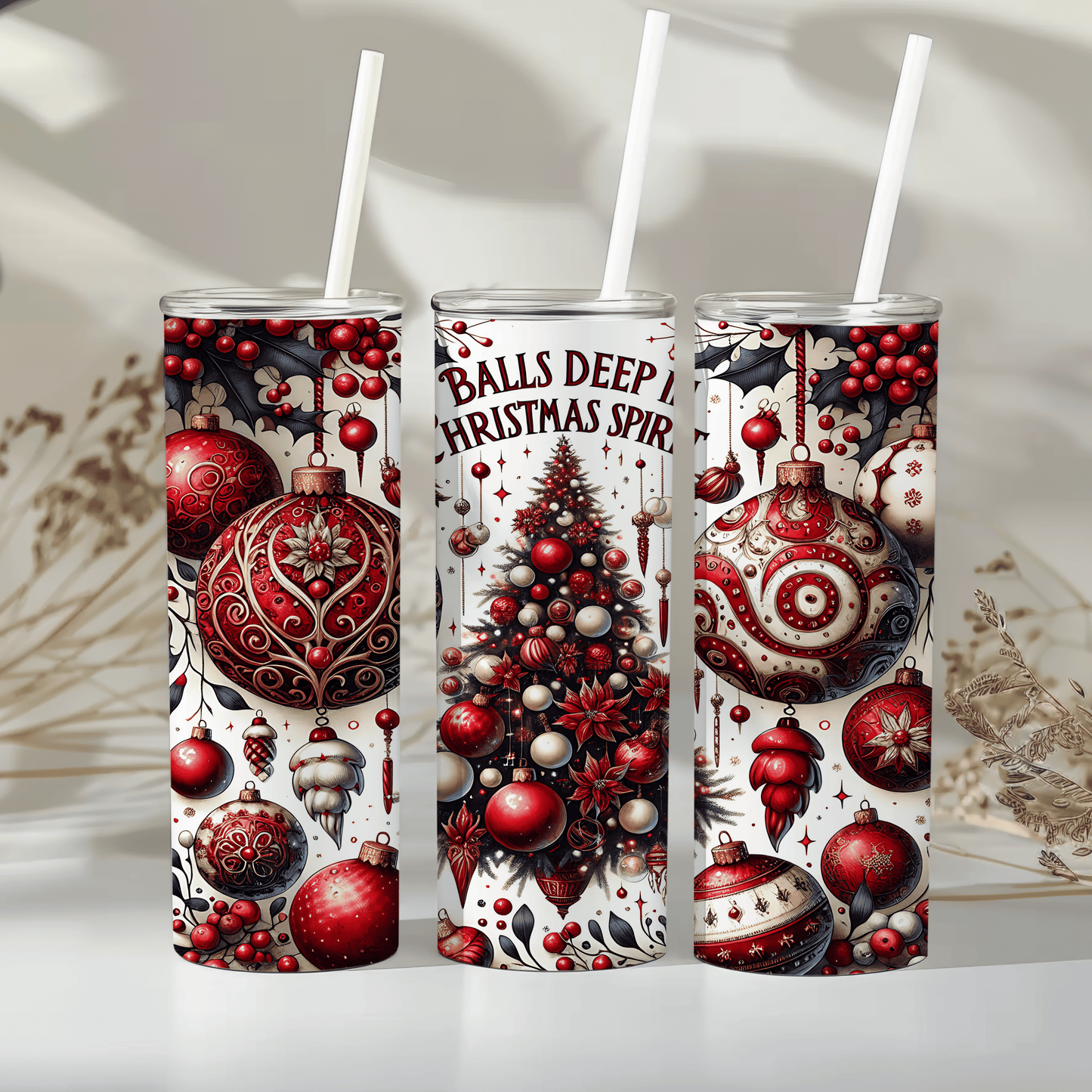 Balls deep in Christmas spirit - 20oz tumbler