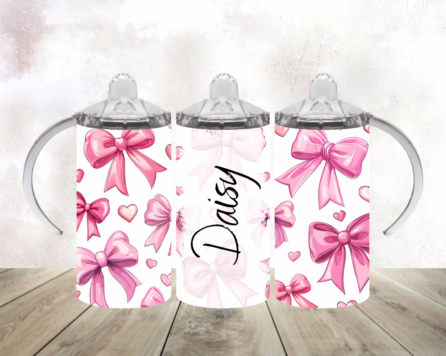 Mini me tumbler gift set - Personalised pink bows.